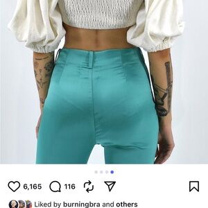 Fashion Brand Company Teal Satin Trousers